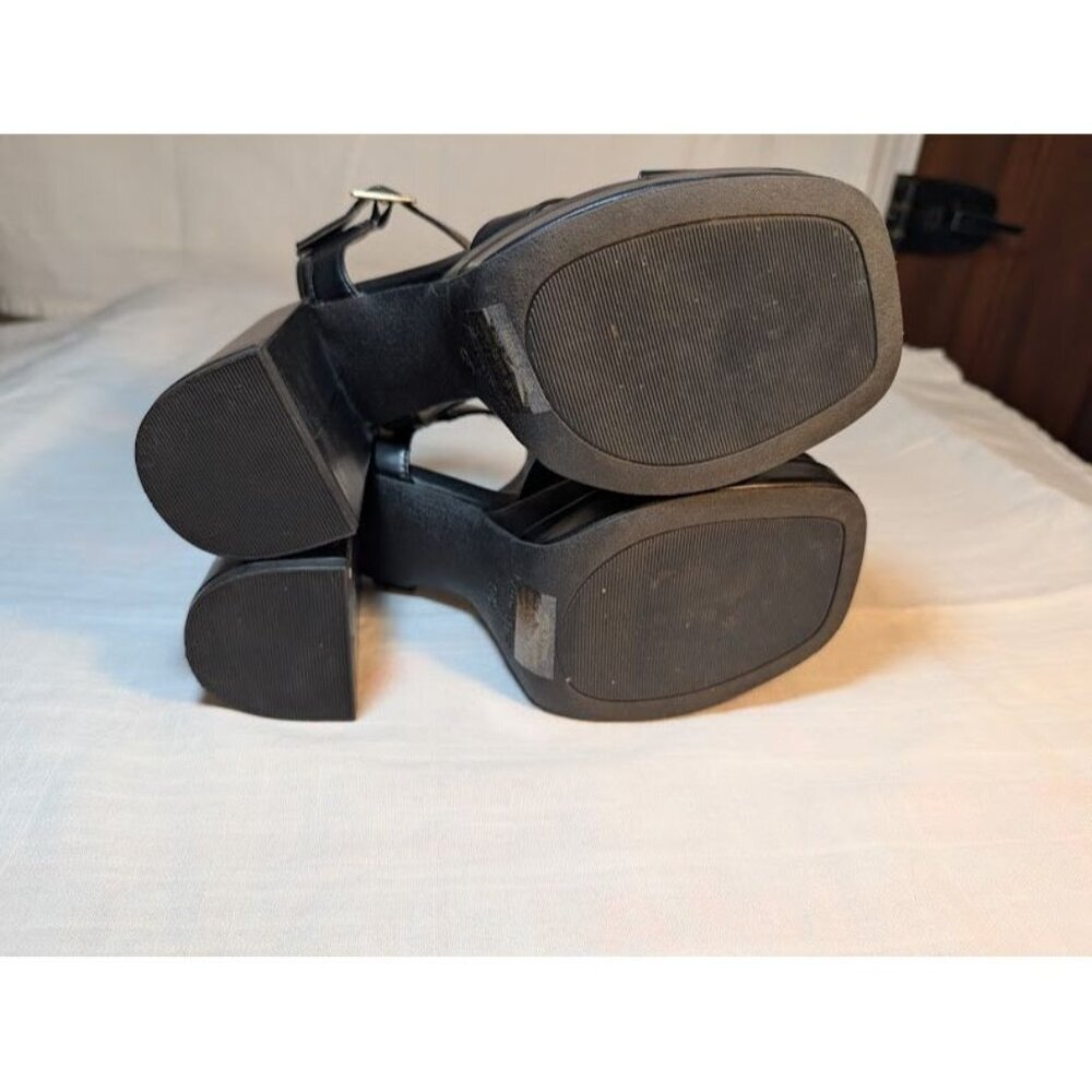 Dream Paris women's size 8 black platform sandals Y2K vegan leather - Picture 8 of 8